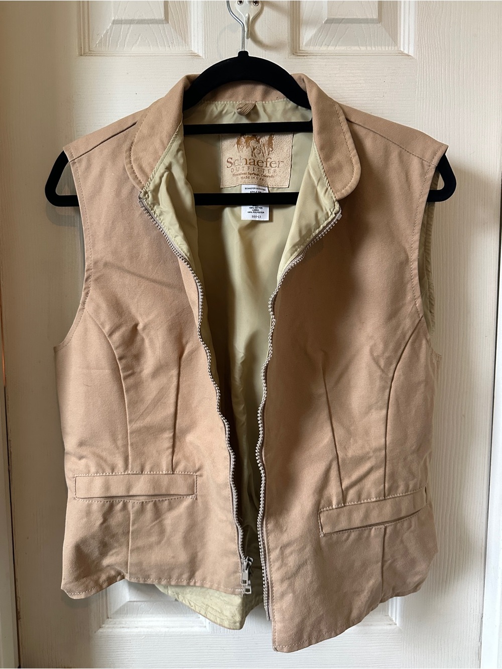 Women's Khaki Vest — Zip-Front Sleeveless Layering Piece